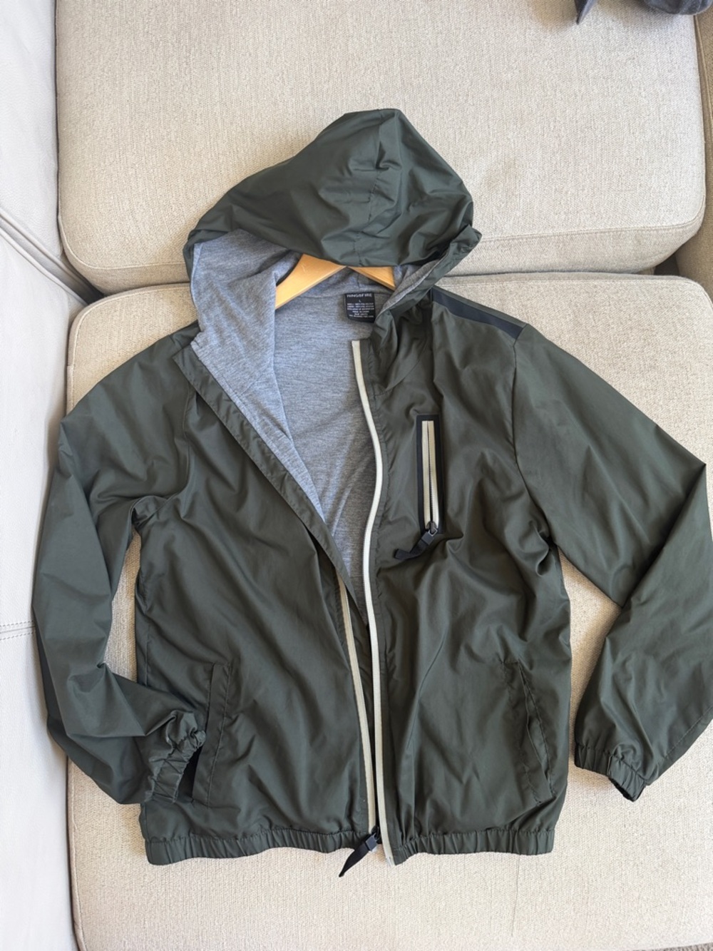 Ring of Fire Olive Green Hooded Kids Jacket